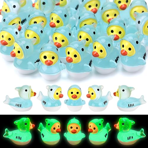 GGSTDDUP 30 Pcs Luminous Shark Ducks Mini Shark Resin Ducks Bulk