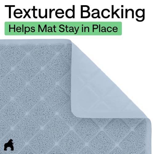 Image of Gorilla Grip Durable Cat Litter Mat (35x23), XL Jumbo, No Phthalate, Water Resistant, Traps Litter from Box and Cats, Scatter Control, Soft on Kitty Paws, Easy Clean Mats (Light Blue)