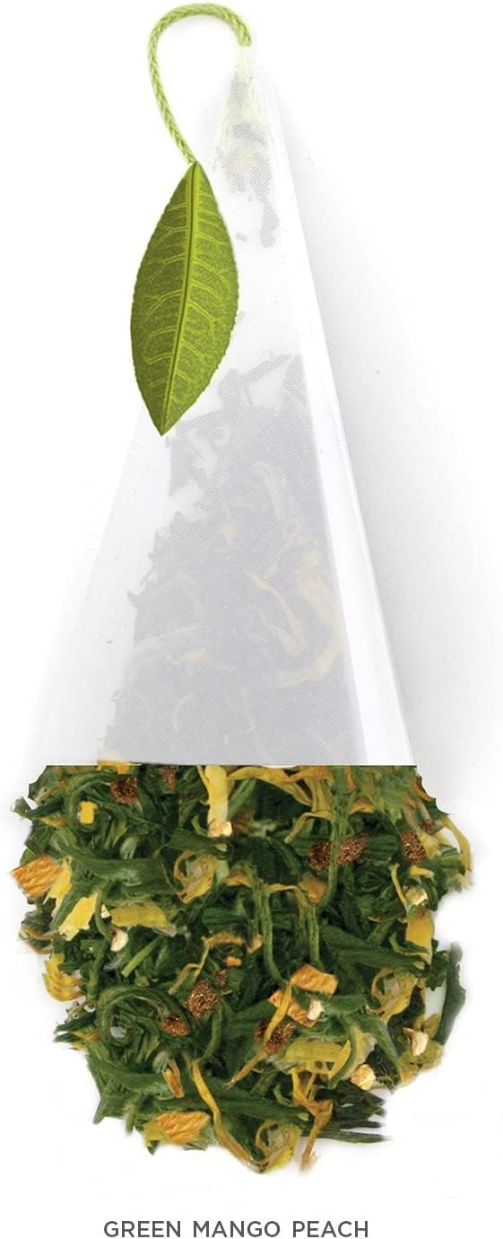 Tea Forte Green Mango Peach | Packung mit 40 Aufgusspyramiden | Grüner Bio-Tee