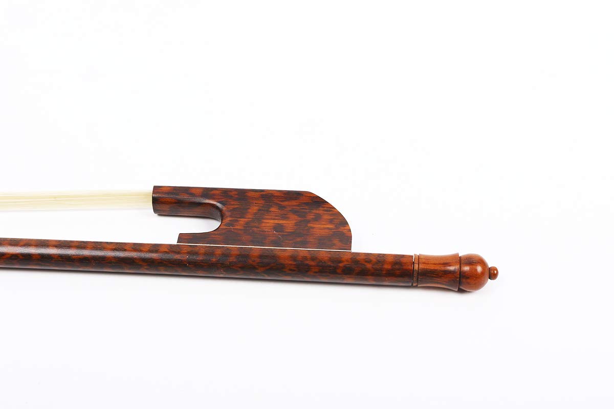 Yinfente Arco de violín 4/4 tamaño completo de madera de serpiente, estilo barroco, madera exterior, arco natural, pelo de caballo, equilibrio