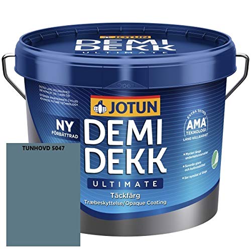 JOTUN DEMIDEKK ULTIMATE Täckfärg Holz-Farbe | Wetterschutz-Farbe | Holzschutz-Farbe | Absolute Premium-Qualität |3 Liter TUNHOVD 5047