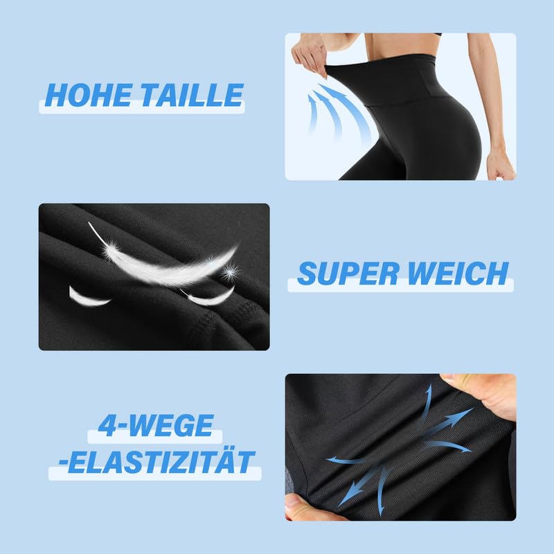 TNNZEET 3er Pack Leggings Damen High Waist Schwarz Leggins Blickdicht für Sport Gym – Bild 4