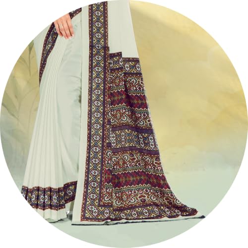 Image of Jaanvi fashion Women's Crepe Silk Saree with Unstitched Blouse Piece | Soft Lightweight Traditional Ethnic Wear Saree for Party, Wedding, Festival