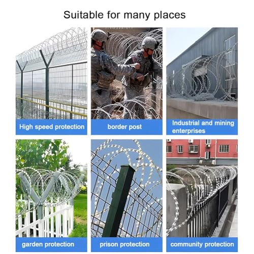 Alambre de púas galvanizado, alambre de acero galvanizado en espiral, cerca de seguridad para granja, jardín (Color: Plata, Tamaño: 250ft) miniatura 7