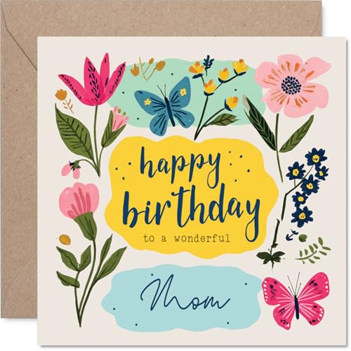 Carte Anniversaire Maman Fleurs Papillon Design Vibrant