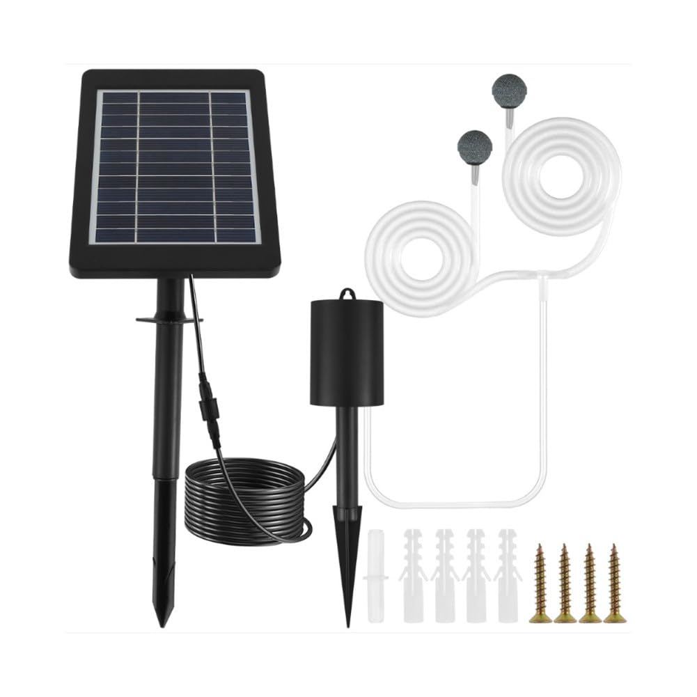 Aria ad energia solare da 6 V 5 W per acquario, aeratore montato a terra con pannello regolabile, ossigenatore silenzioso per pesca all'aperto