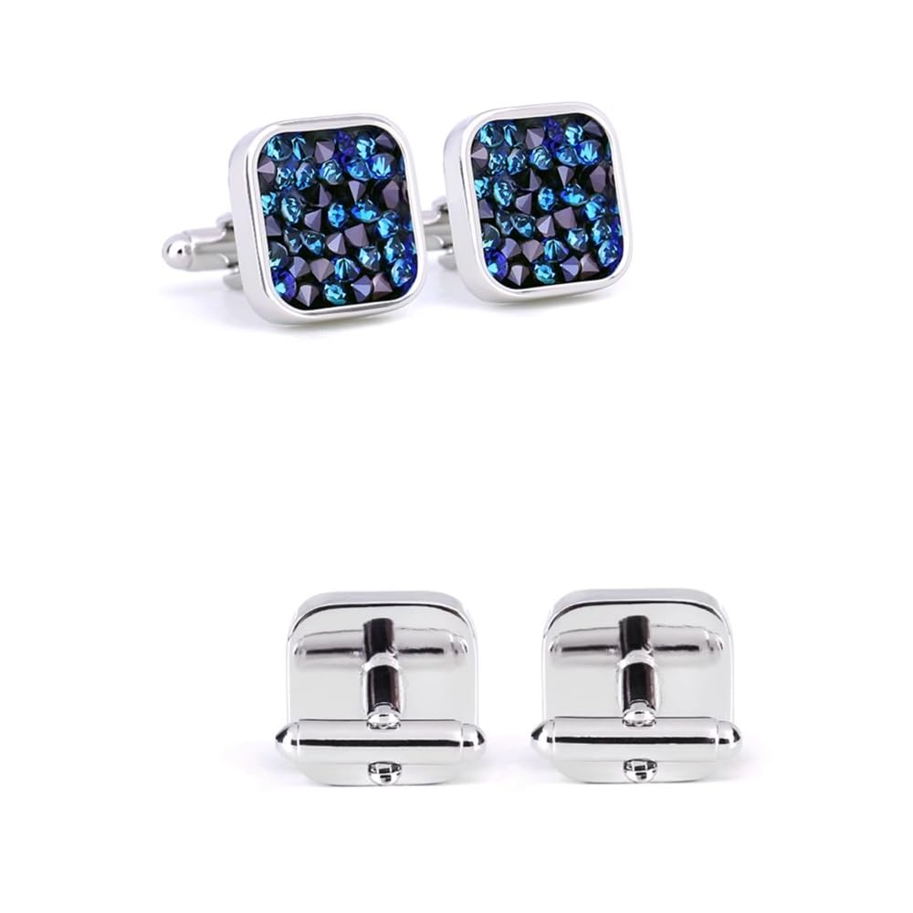 Gemelos de Camisa franceses para Hombre, para Boda, Negocios, Esmoquin de Cristal