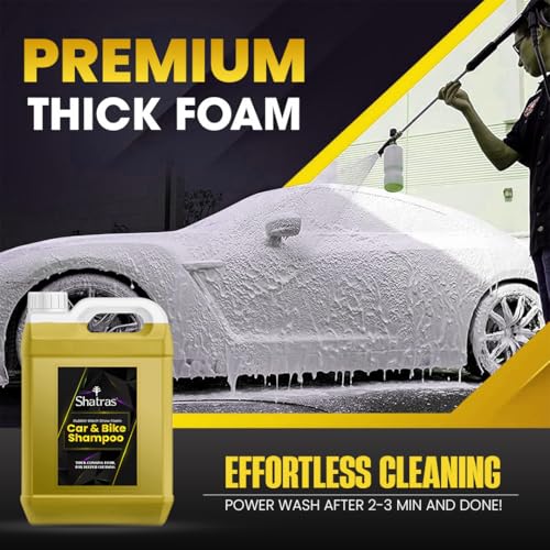 Image of Shatras Yellow Car Wash Shampoo Concentrate - pH Neutral, Thick Suds With Shine Enhancing Formula - Bubblewash Snow Car Foam Shampoo That Works With Both Bucket Wash And Foam Cannon