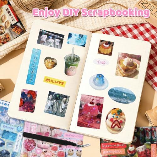 Image of 800Pcs Cute Scrapbook Stickers Travel Y2k Japanese Sticker Book for Adult Kawaii Korean Stickers for Journaling Heisei Retro Aesthetic Sticker Manga Style Decor for DIY Crafts Junk Journal Gifts Radio