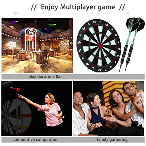 Sanfeng Professional Soft Tip Darts Set 20 Grams W/ 50 O-Rings- 30 Darts Plastic Tip + Green Aluminum Shafts + 6 Standard Flights + Portable Case For Electronic Dart Board #TOP6