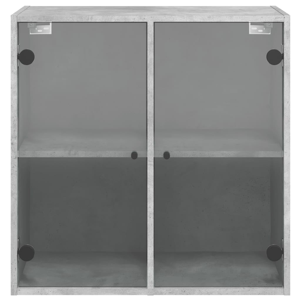Armadio da parete con ante in vetro, grigio cemento, in legno, 68 x 37 x 68,5 cm, vano porta richiudibile, armadio multiuso per ufficio, corridoio, cantina, officina