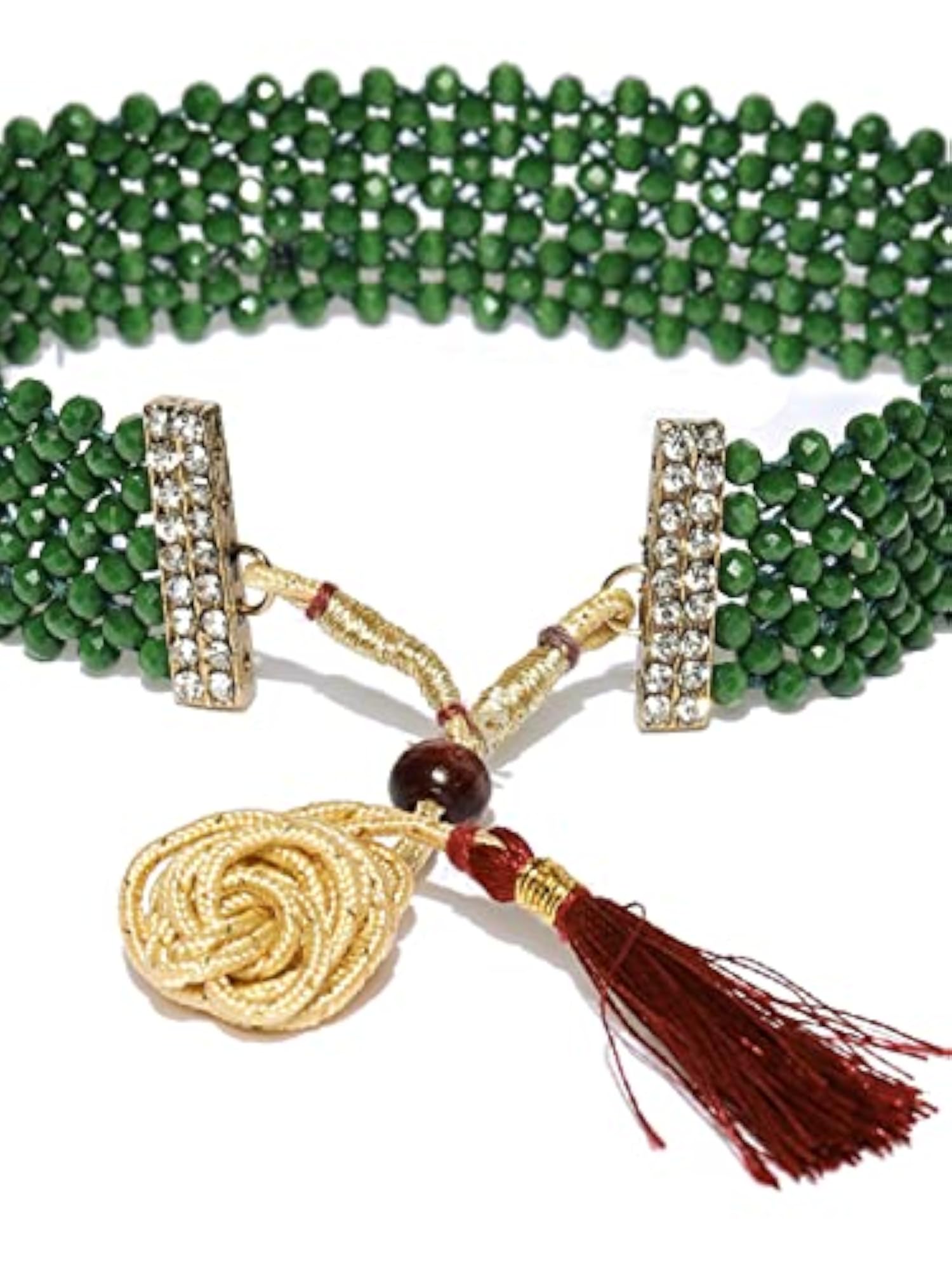 Women's Green Beaded Classic Necklace Set