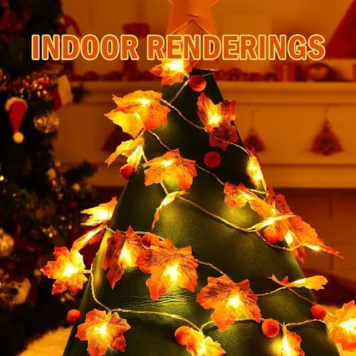 Image of Xenith Artificial Maple Leaf LED String Light 14 LEDs High Brightness AC Plug Ideal for Bedroom Garden Birthday Wedding Party Backdrop Baby Shower Diwali Home (Orange, 3.5 Meter)