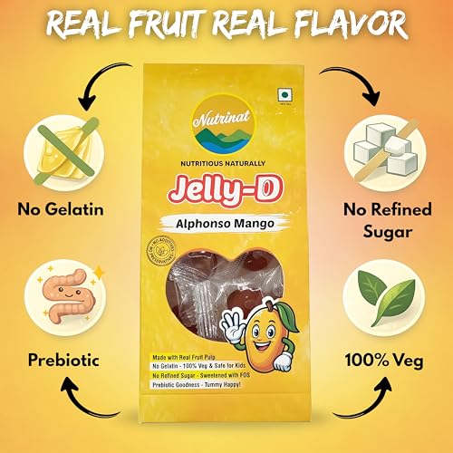 Image of Nutrinat Jelly D Alphonso Mango Fruit Jelly Candy (Pack of 3 x 20 Pieces) | No Gelatin, No Refined Sugar | Plant-Based Pectin Toffee | Healthy Fruity Snacks