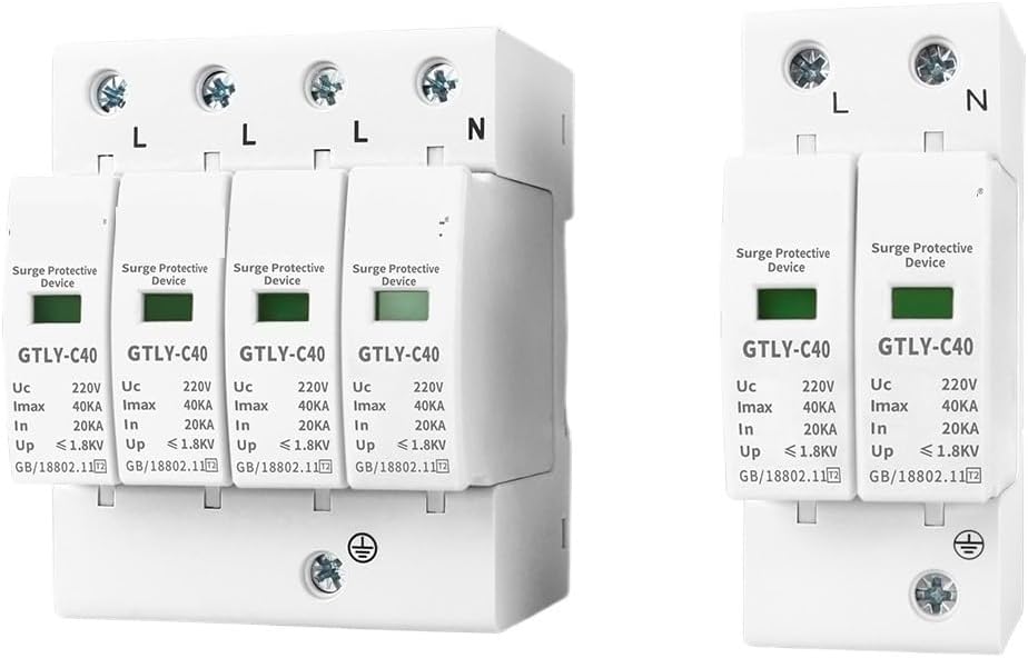 2P AC SPD Surge Protective Device 220V 385V 30KA 60KA Low-Voltage Arrester Device Solar PV Photovoltaic Lightning Arrester(220V 30-60KA)