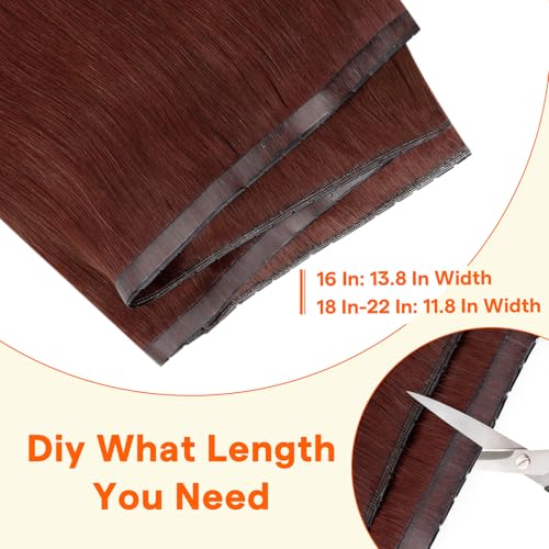 Image of Full Shine Butterfly Weft Hair Extensions 20 Inch 50g Cinnamon Copper | Invisible PU Holes, Seamless Look, For Thin Hair, Medium Length Styling, Daily Natural Look, No Glue No Heat Method