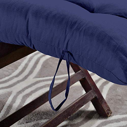 Image of PumPum Super Comfy Long Rocking Chair Cushion /Bench Back Seat Pad - Cotton, Handmade Quilts,(18x48 Inch,Navy Blue)