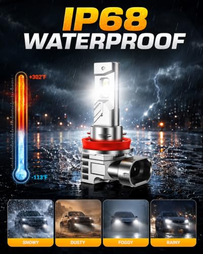 Image of SEALIGHT H11 LED Fog Light Bulb, 40000 Lumens 6500K Cool White Light, Super Bright for Safer Driving in Fog Rain Snow H16 H8 LED Fog Lights, Plug and Play, Easy Installation