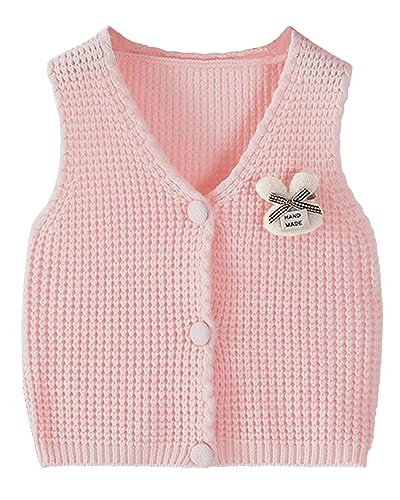 Chaleco de Punto para Bebé Niños, Niñas Jersey Suéter sin Mangas Color Sólido para Primavera Otoño Invierno Rosa 70