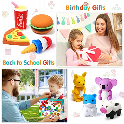 Nucifer 80 Pcs Animal Erasers Kids Puzzle Pencil Erasers Mini Erasers