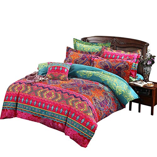 Qucover Luxus Feinbiber-Bettwäsche-Set 4 Teilig Modern Böhmen Boho Exotisch 100% Microfaser Baumwolle 220x240 cm – Bild 8