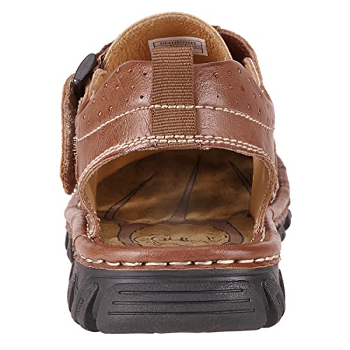 CAMEL CROWN Men's Leather Sandals Closed toe Fishermen Sandal Comfortable for Hiking Beach Walking Summer Shoes Size7-123