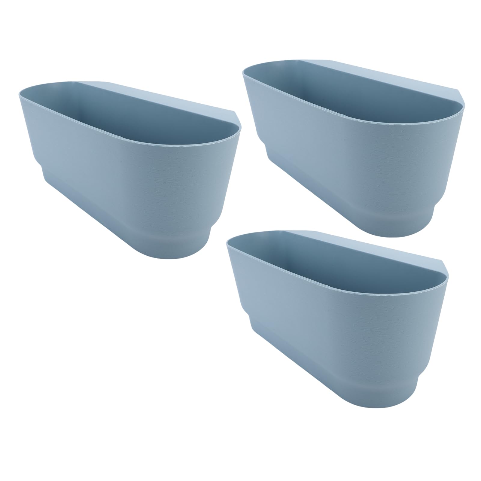 Aramox 3 Stück Hängende Blumentöpfe, PP-Geländer-Blumentöpfe, 45 X 18 X 16 cm, mit Entwässerungslöchern, Haken, Passend für Bis zu 7,1 cm Große Schienen für Balkon, Fenster, Veranda, Garten, Zaun,