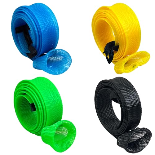 Rod Socks for Fishing Poles – 7ft Rod Sleeve, Braided Mesh Fishing Pole Sleeve for Spinning, Casting, and Fly Rods with Elastic Lanyard