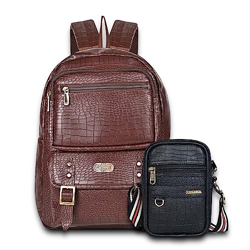 Pramadda Pure Luxury Casual Vegan Leather Laptop Backpack Side Crossbody Sling Bag For Men Women Combo | Special Birthday Anniversary Corporate Gift Pack | Unique Useful Gift Set. For Rs. 664 @ 88 %