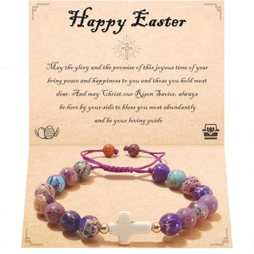 Image of Cross Bracelet Graduation Birthday Gifts for Women Girls, Religious Christian Catholic Bracelet Gift for Goddaughter Daughter Girlfriend, Beaded Charm Bracelet for Mom Grandma Faith Gift