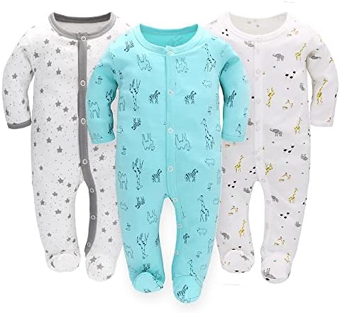 Newborn Baby Romper, 3 Pack Infant Baby Long-Sleeve Jumpsuit Boys...