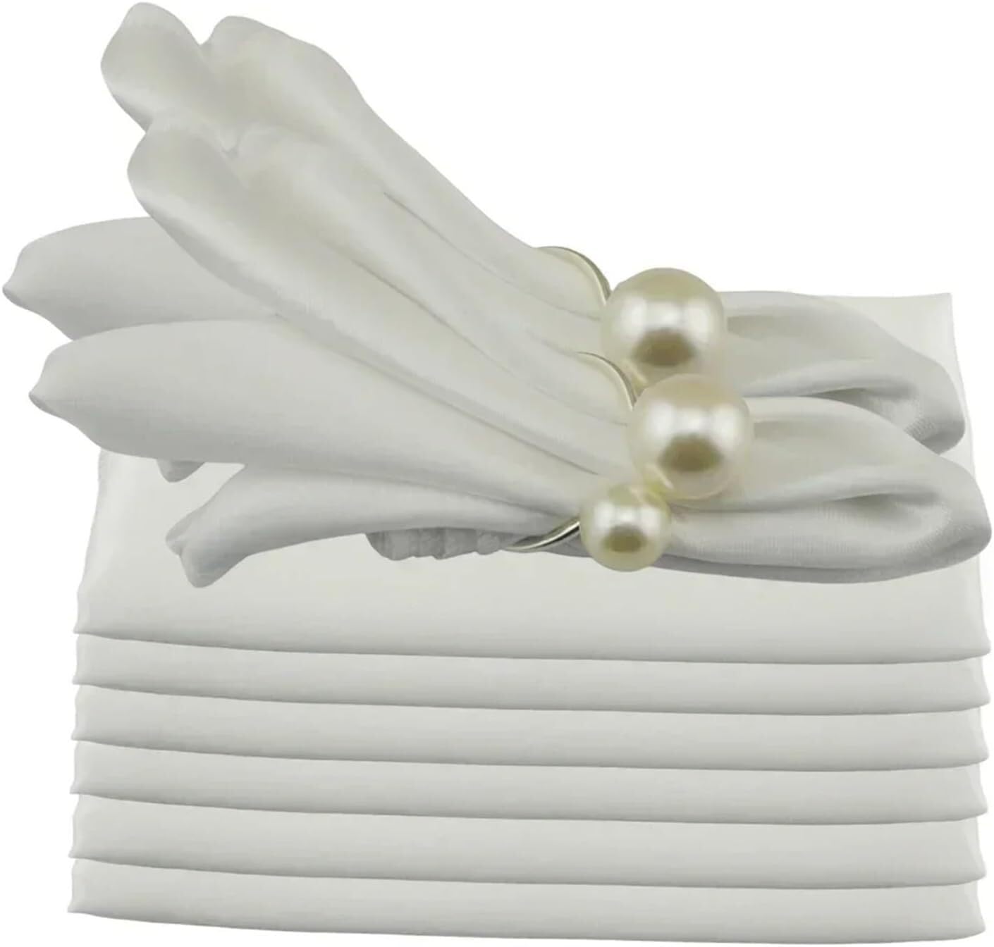 Niusabou White Cloth Dinner Table Napkins, Satin Dinner Napkins 24Pcs Multicolor For Banquet Party Restaurant
