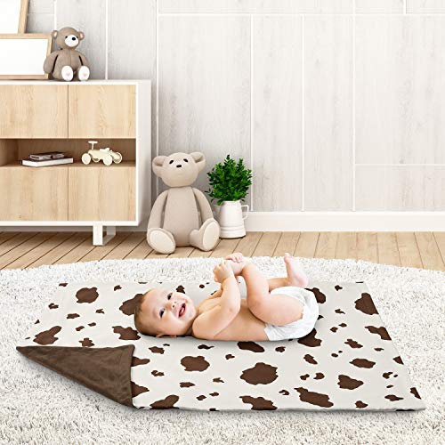 Image of Sweet Jojo Designs Wild West Cow Baby Boy Receiving Security Swaddle Blanket for Newborn or Toddler Nursery Car Seat Stroller Soft Minky - Brown and Cream Western Southern Country Animal