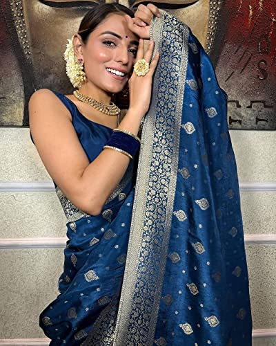 Image of Avantika Fashion Women's Classy Kanjivaram Soft Lichi Silk Banarasi Saree With Blouse Piece