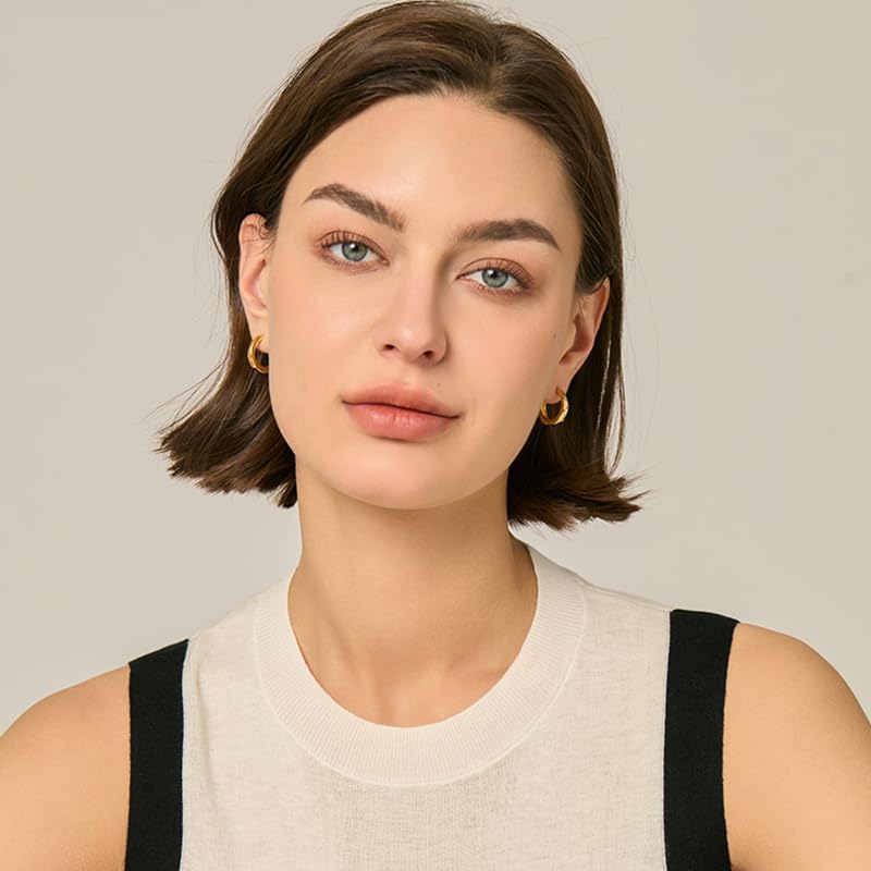 14K Gold Plated Hoop Earrings for Women, Gold Plated Hoop Earrings Well-Polished Chic Hoop Earring Gifts for Women