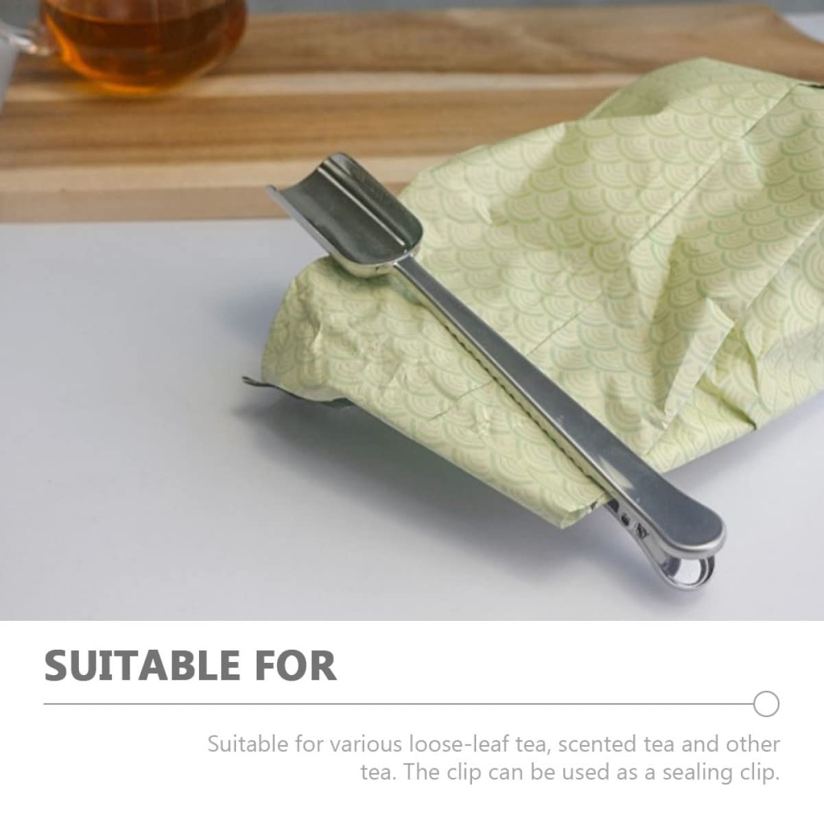 Zerodeko Stainless Steel Tea Scoop with Clip Versatile Tea Tool for Measuring Loose Leaf and Scented Tea Practical Tea House Accessory for Effortless Brewing and Serving