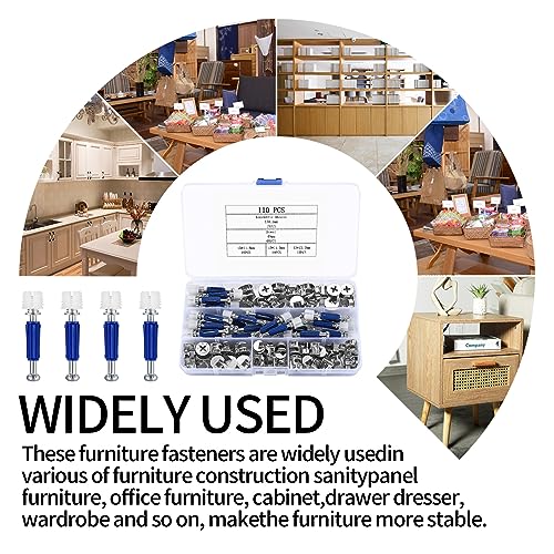 cam lock nuts and cam screws 110 pcs cam locks for furniture connecting cam lock fittings 3 in 1 cam connector bolt fittings fasteners hardware parts for drawer dresser cabinet 110