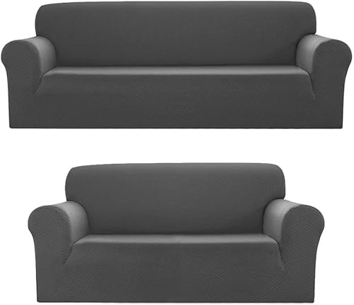 Miniatura 9 de Sapphire Home Juego de fundas de sofá y sofá biplaza de 2 piezas, ajuste elástico, sin arrugas, protector de muebles, fundas de sofá para sala