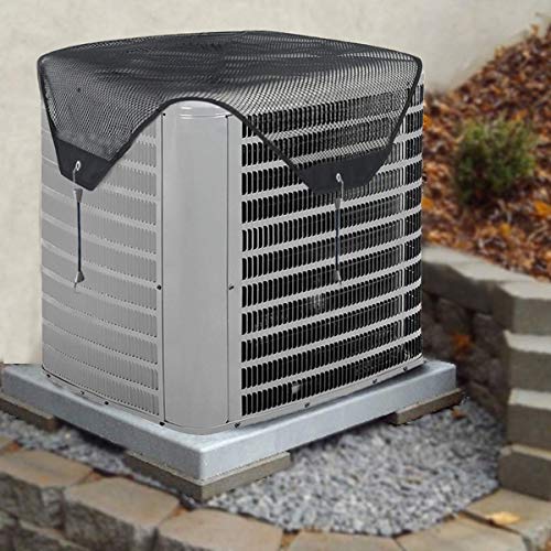 Jeacent AC Cover All Season Top Air Conditioner Leaf Guard Open Mesh Air Conditioner Cover for Outside Units Black, (28"×28")