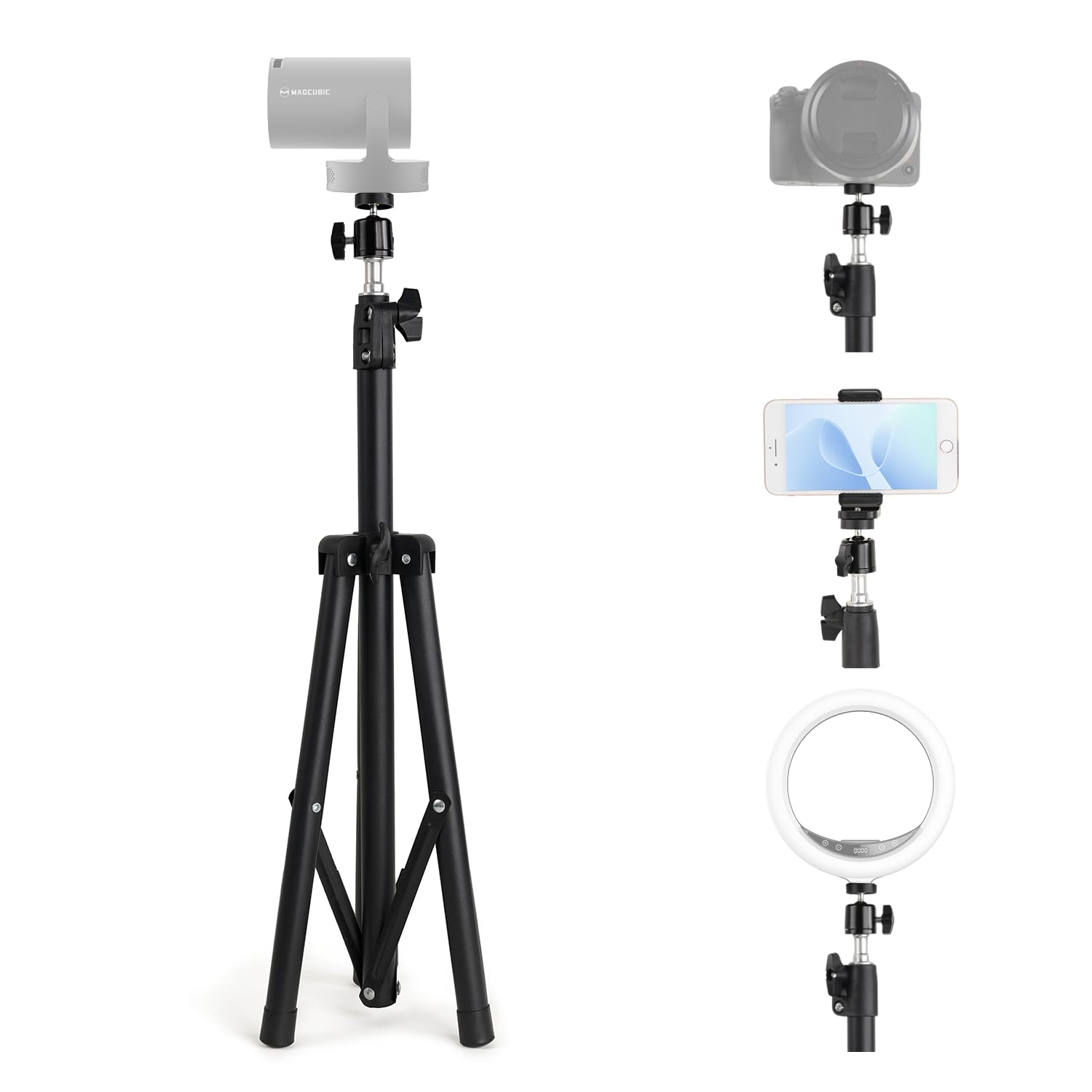 Magcubic Treppiede per telefono cellulare da 47 pollici per mini proiettore | Filettatura da 0,6 cm, carico massimo 5 kg, treppiede pieghevole e regolabile con piedini antiscivolo per iPhone, streaming
