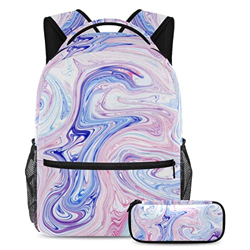 Sac à dos violet résistant avec trousse protégeant les affaires des étudiants