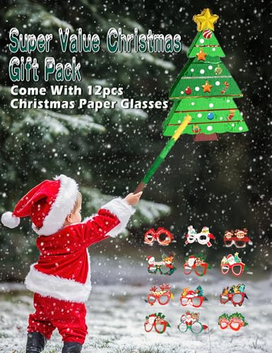 Muwoob WEIXIN003300 Christmas Tree Pinata Set With 12 Pieces Paper Glasses, Wood Stick, Blindfold, And Confetti, 16 Inch Large Piñata De Navidad For Holiday Party Decorations And Festive Games thumb #4
