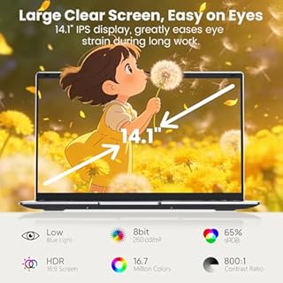 Kayoote 2026 Laptop da 14,1 Pollici, Computer portatile, Portatile 8 GB RAM 128 GB SSD, Celeron N3450, Display HD Notebook Laptop, 180°Chiusura Aperta, 4000 mAh, WiFi5, Supports TF Cards