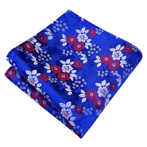 Image of GUSLESON 3.15 inch（8cm） Mens Floral Tie and Lapel Pin Necktie Hankerchief Cufflinks Set for Men