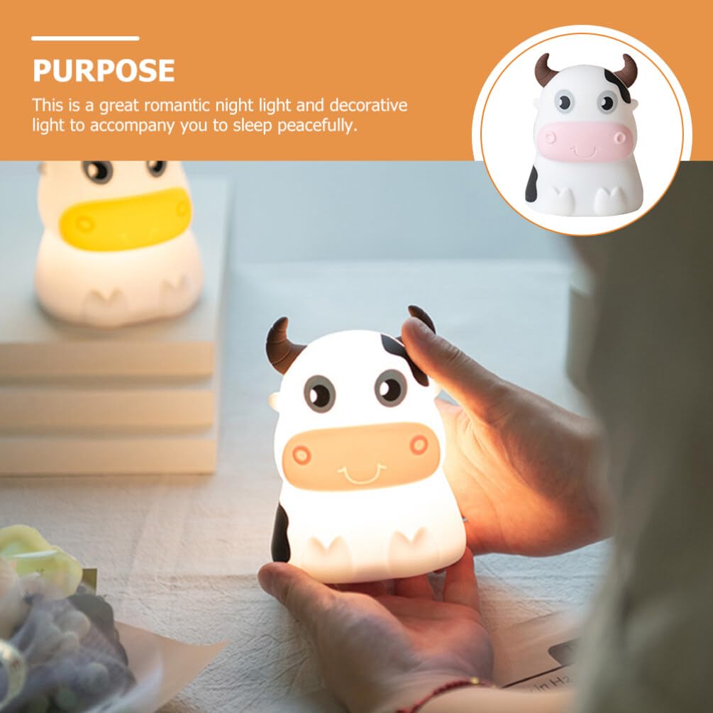 DOITOOL Baby Night Light for Kids: Cow Nursery Lamp, Pink
