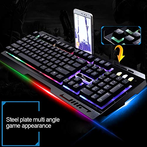 Tastiera del Computer G700 USB Retroilluminazione RGB Wired Optical Gaming Mouse e Set Tastiera, Lunghezza Cavo Tastiera: 1.35m, Lunghezza Cavo Mouse: 1.3m (Nero) (Colore : Black)