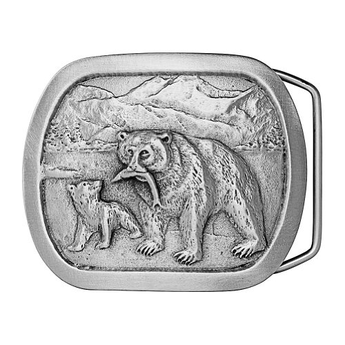 Indiana Metal Craft Fishing Bears Pewter Belt Buckle - Made in USA