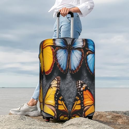 Beautiful Butterfly Durable Luggage Cover Suitcase Protector Anti-Scratch Luggage Cover Fits 18-32inch Luggage, Black, L3
