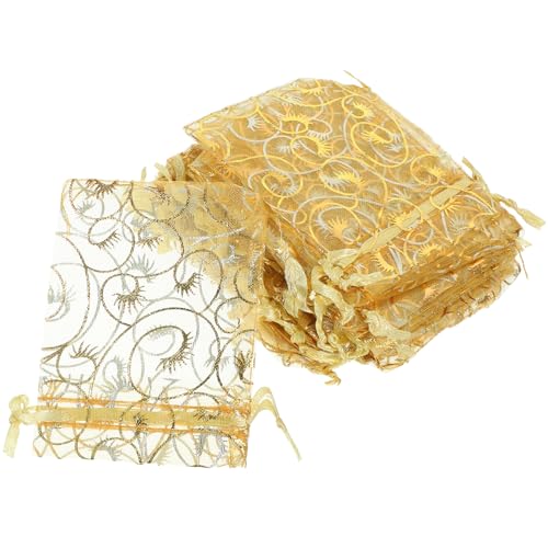 Ipetboom Bolsas Pequeñas de Organza Doradas con Cordón Tamaño 7X9 CM Pack de 200 Unidades para Joyas Regalos y Almacenamiento Compacto Eventos y Celebraciones