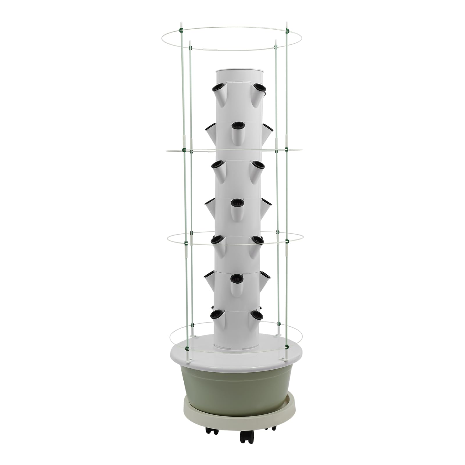- Hydroponic Growing System Kit, Vertical Hydroponic Tower with Climbing Trellis, Indoor & Outdoor Herb Garden, Vegetable Tower with 28 Planting Pods for Tomatoes,Strawberries (White and Light Green)